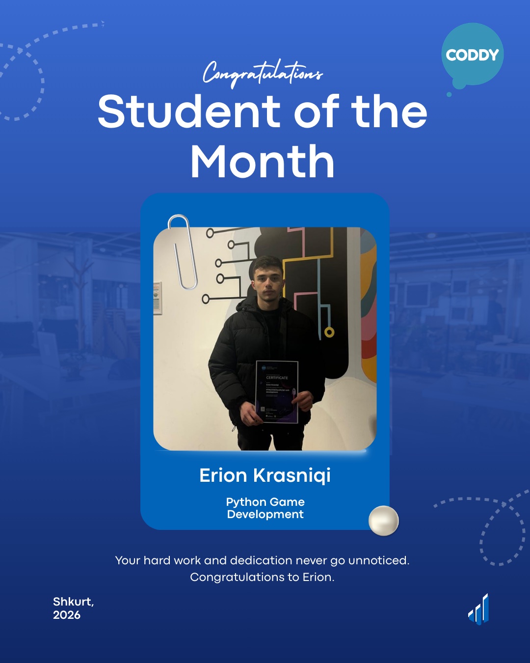 Erion Krasniqi – Student of the Month